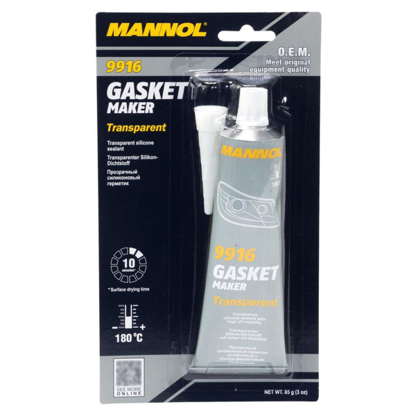 9916 Герметик силиконовый прозрачный (-40С- +180С) Silicon-Gasket Transparent 85гр MANNOL