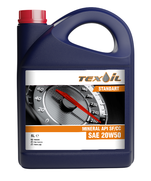 Масло моторное минеральное Texoil Standart SAE 20W-50 API SF/CC (5л) (4шт)